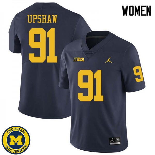 Women's University of Michigan #91 Taylor Upshaw Navy Jordan Brand NCAA Player Game Jersey